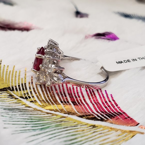 Ruby White Topaz Sterling Silver Ring SZ 8 TGW - Picture 6 of 14